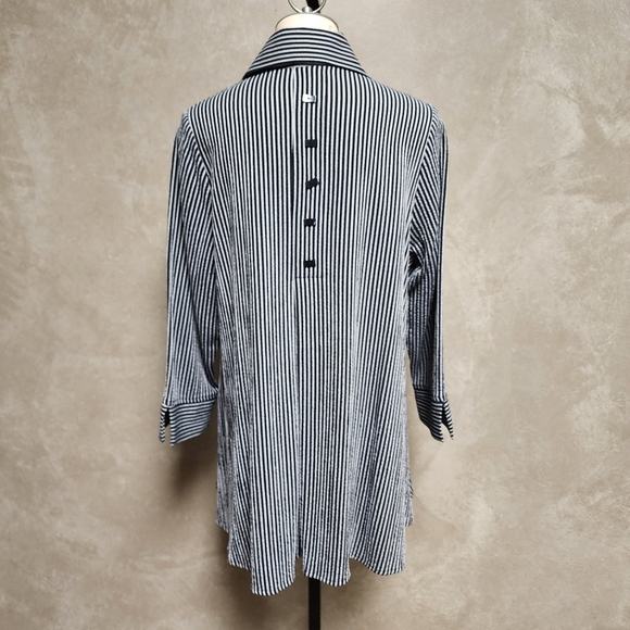 Moonlight Y & S Fashion Design Striped Button Front Long Sleeve Tunic/Jacket Med - Picture 4 of 14